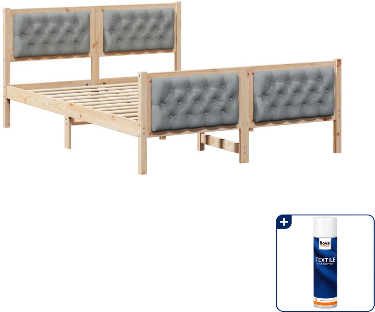 vidaXL Bedframe Small double - 140 x 200 cm - lichtgrijs - Inclusief textielbeschermer 500 ml Bruin