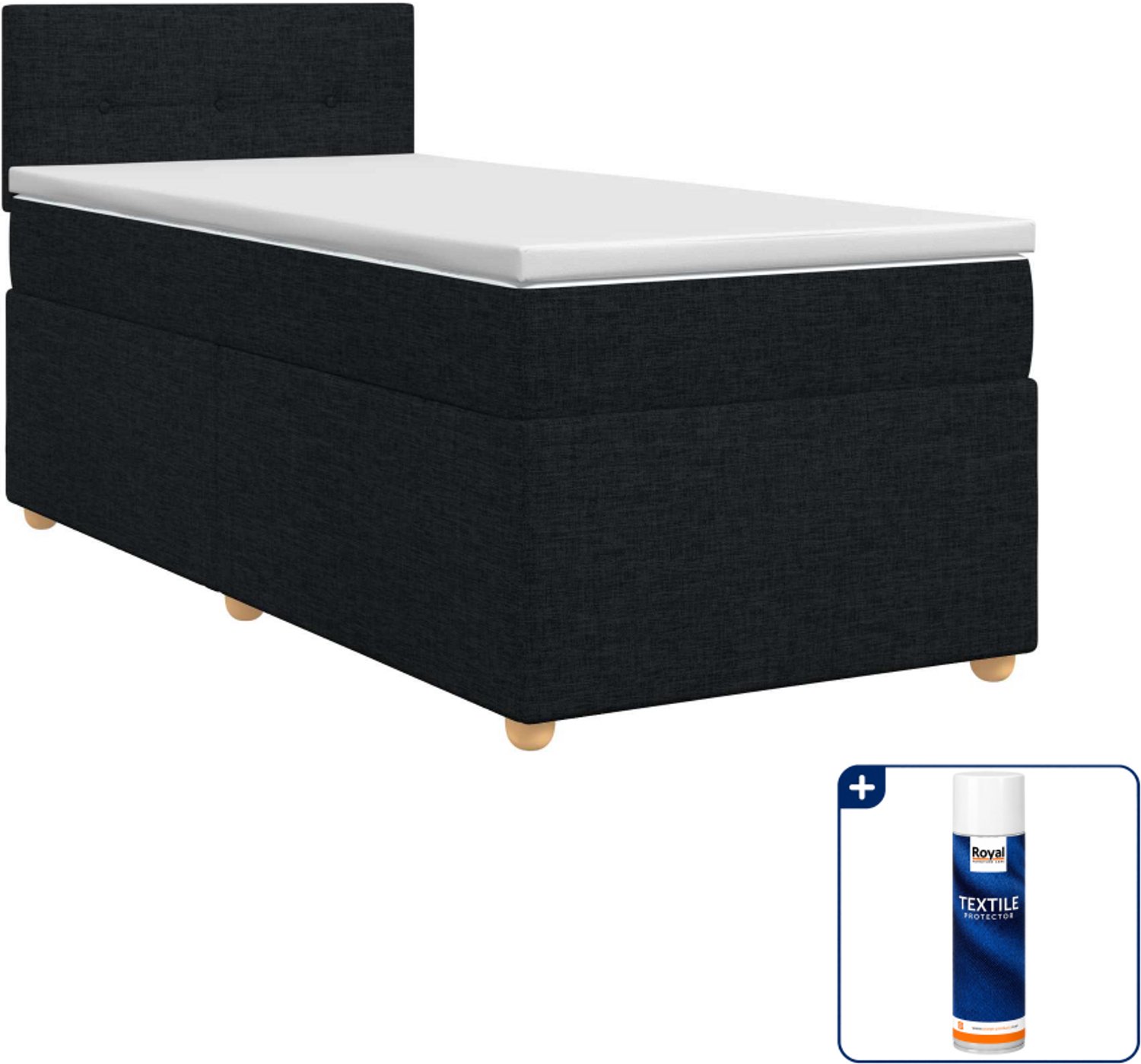 vidaXL boxspringbed - 80 x 200 cm - zwart - Inclusief textielbeschermer 500 ml