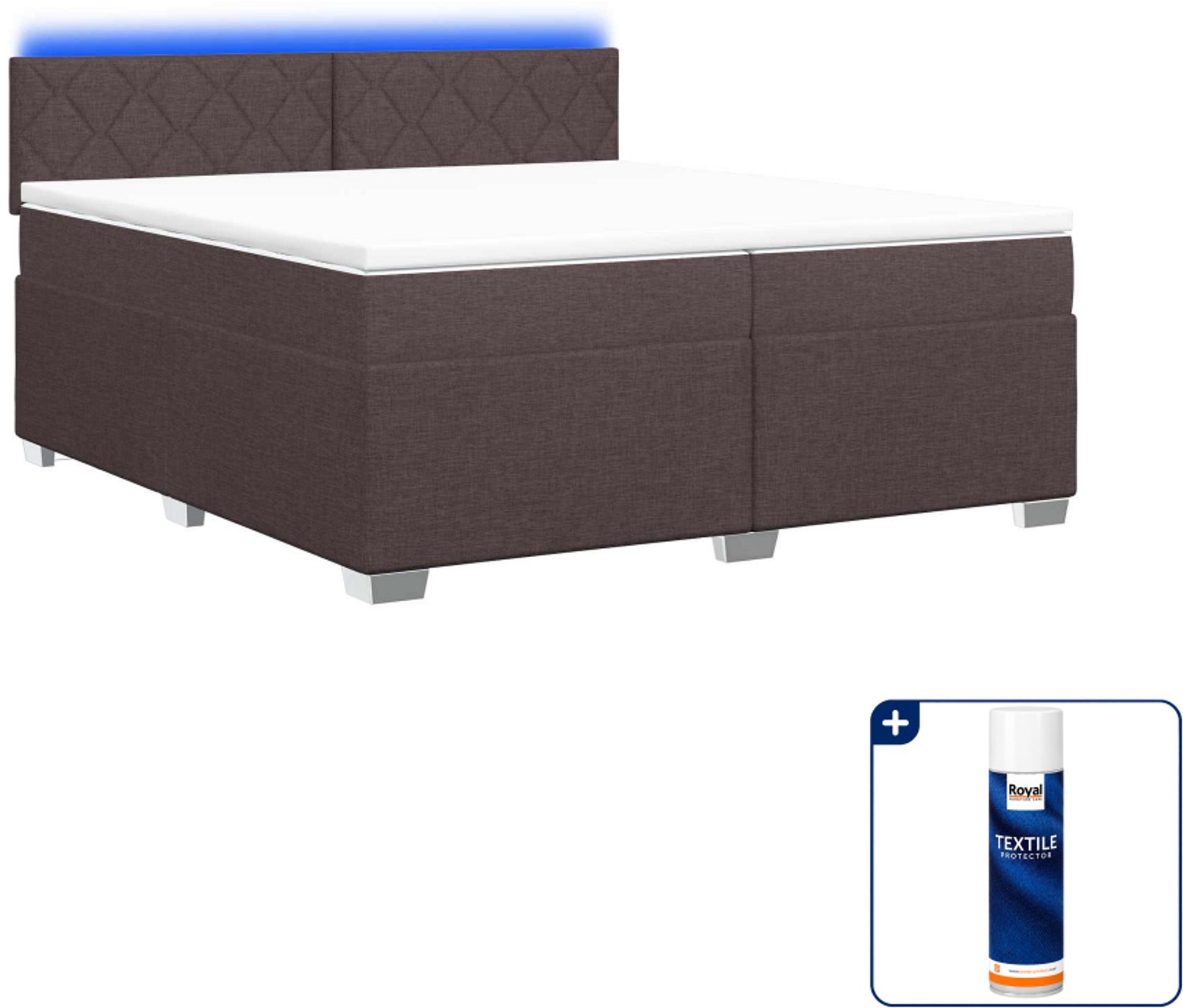 vidaXL boxspring - 200 x 200 cm - donkerbruin - Inclusief textielbeschermer 500 ml