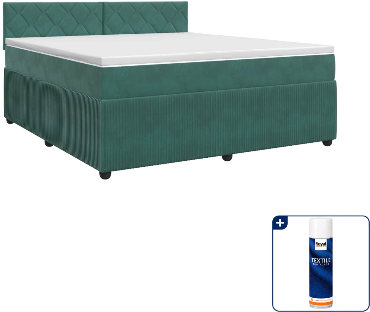 vidaXL boxspringbed - Small double - 140 x 200 cm - donkergroen - Inclusief textielbeschermer 500 ml