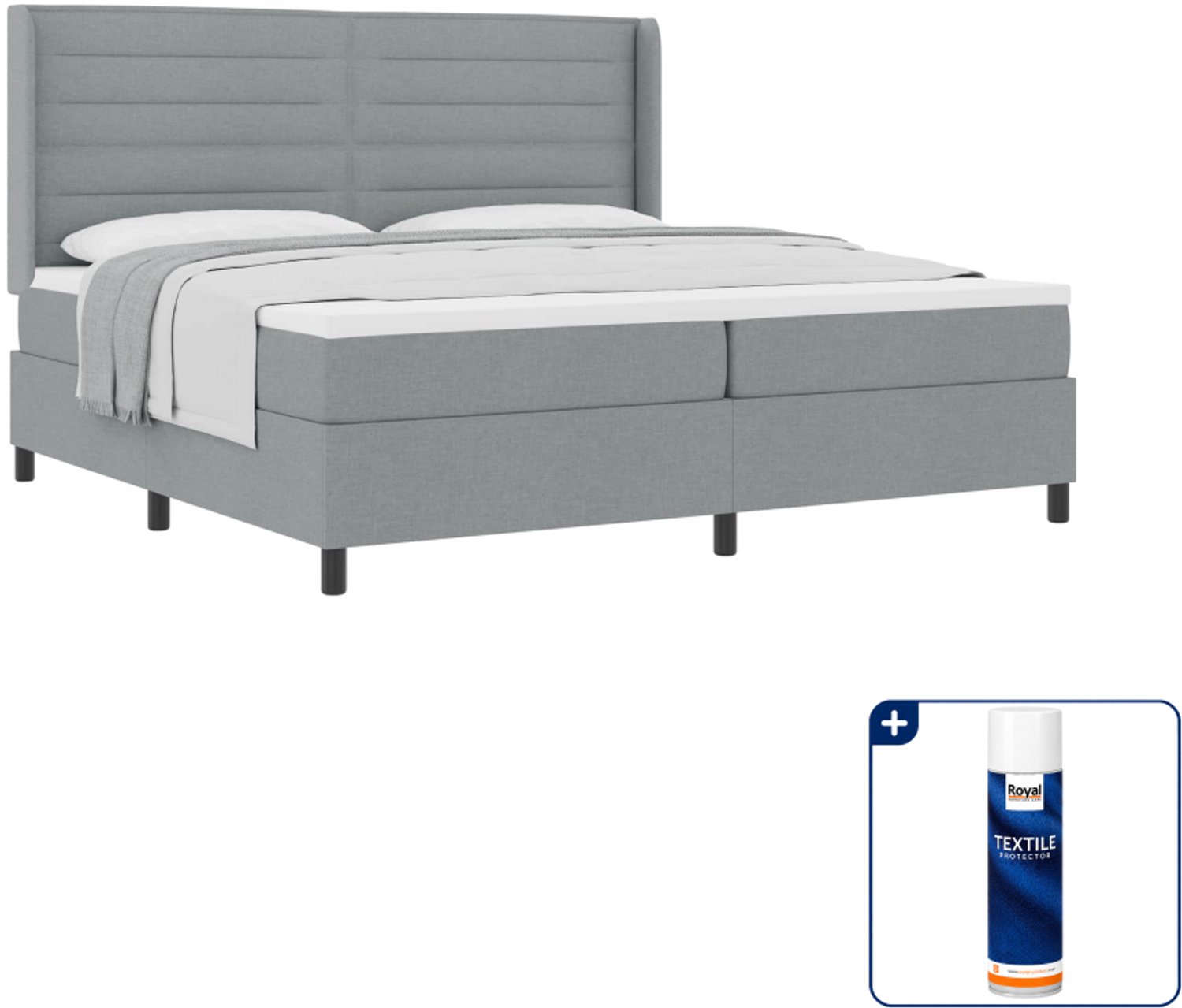 vidaXL Super kingsize bed - 200 x 200 cm - lichtgrijs - Inclusief textielbeschermer 500 ml