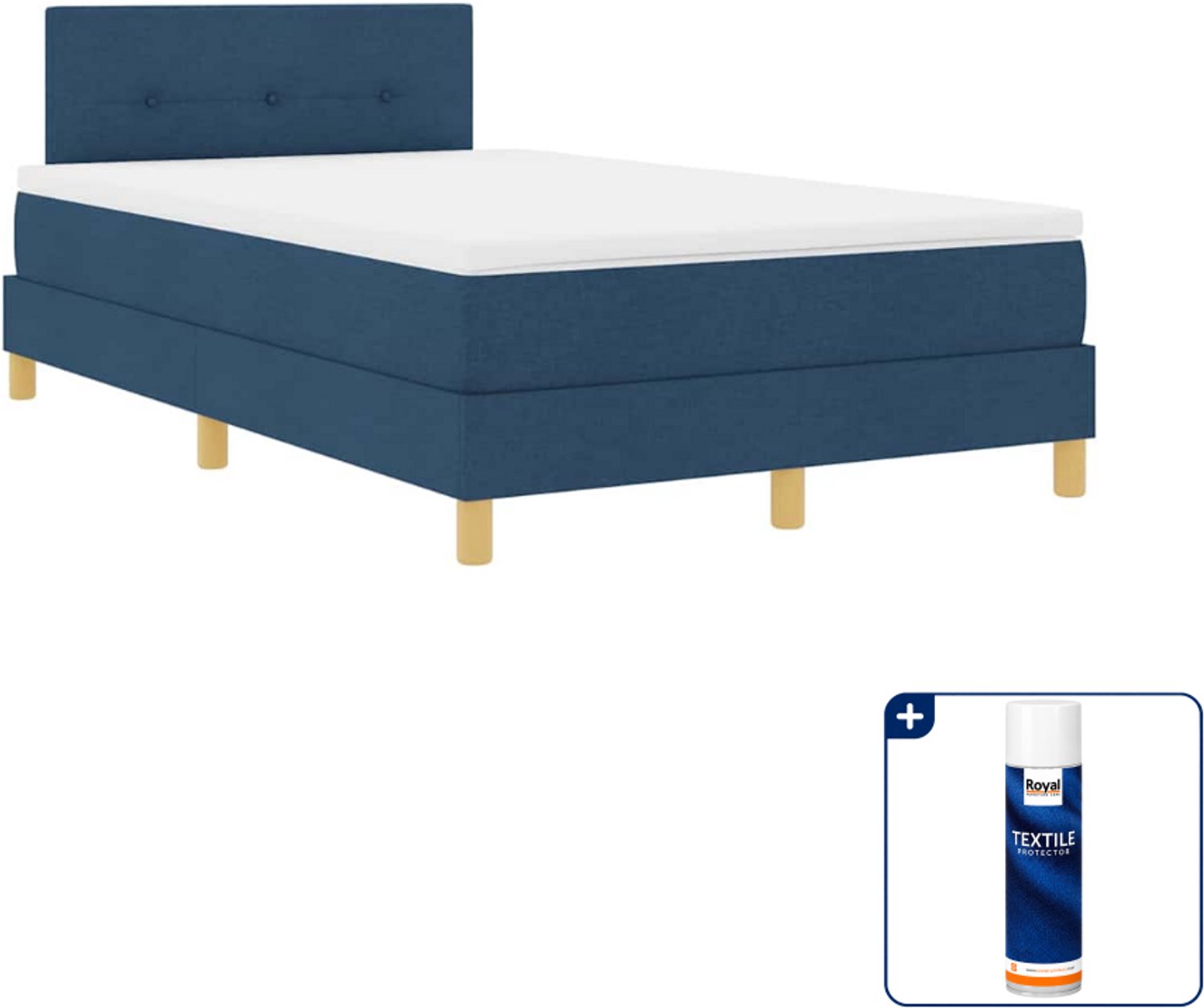 vidaXL led boxspring - 120 x 200 cm - blauw - Inclusief textielbeschermer 500 ml