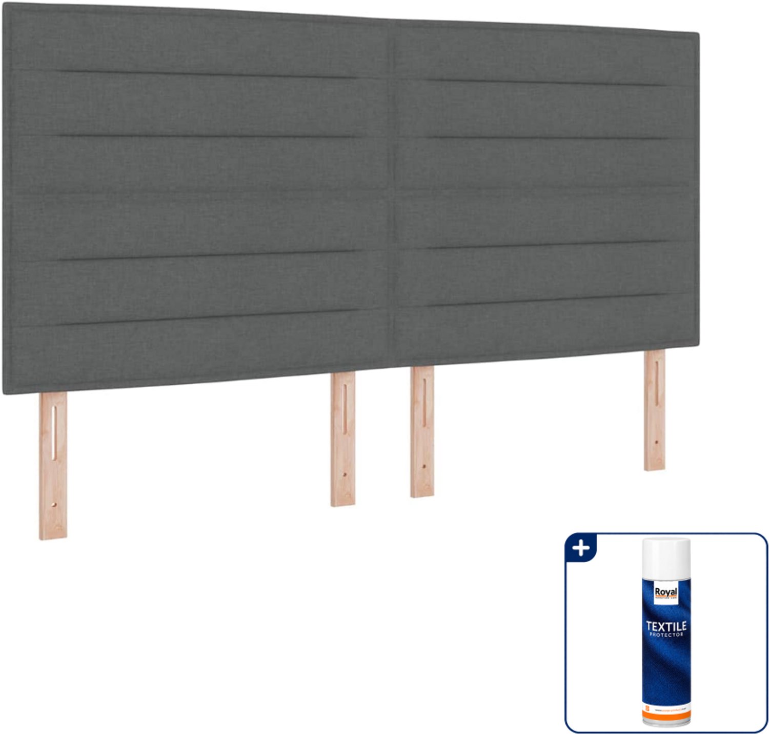 vidaXL Kingsize boxspring met matras en led - 180 x 200 cm - grijs - Inclusief textielbeschermer 500 ml