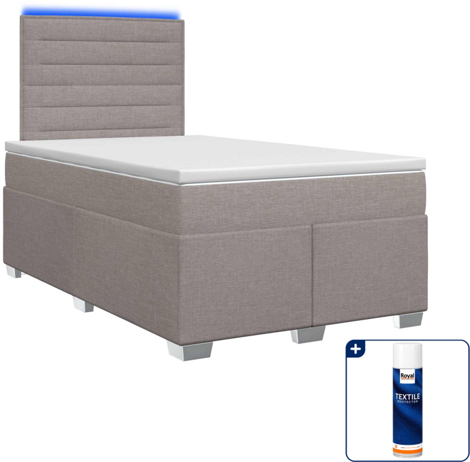 vidaXL boxspringbed met matras - 120 x 200 cm - taupe - Inclusief textielbeschermer 500 ml