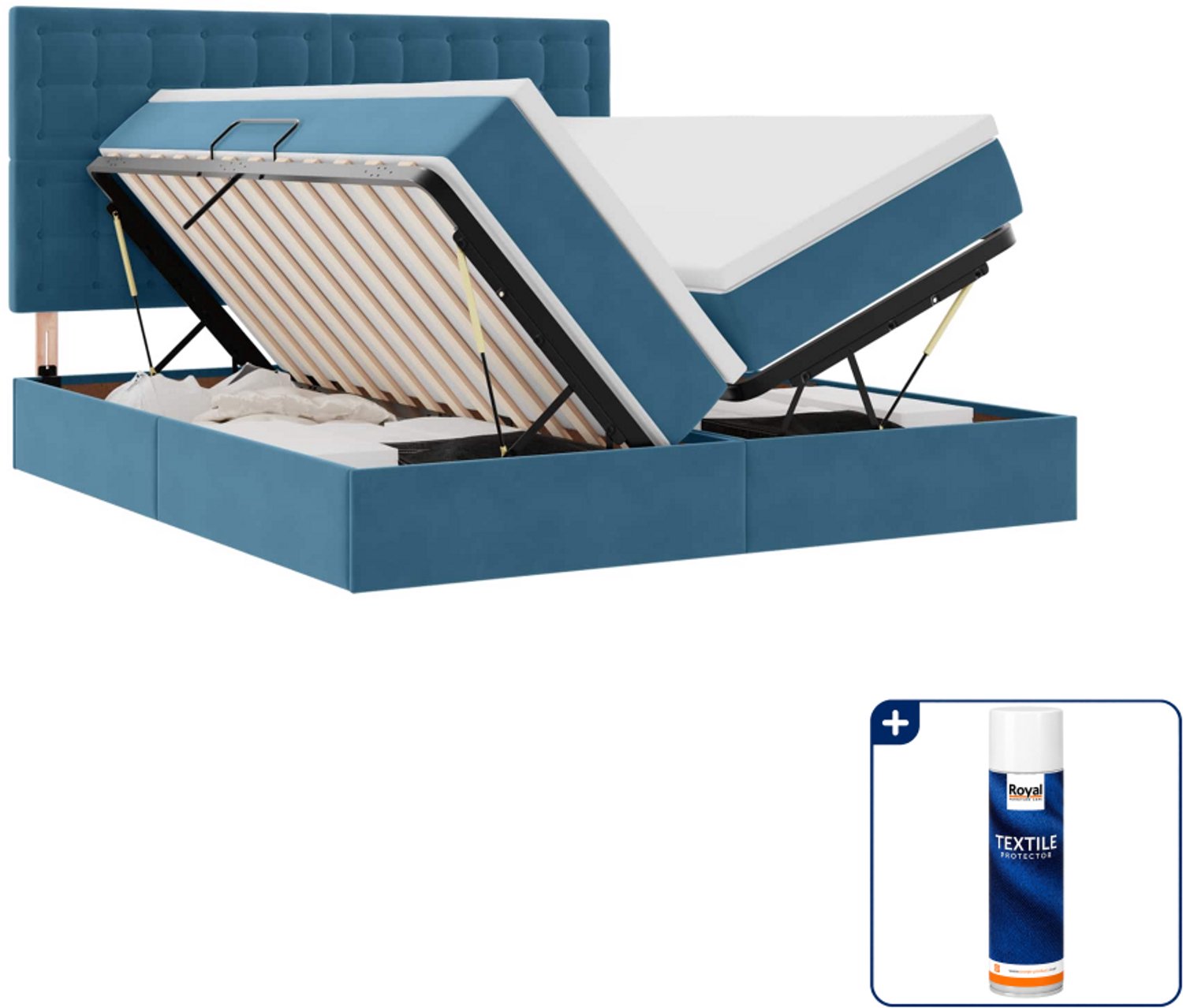 vidaXL Opbergbed - 200 x 200 cm - donkerblauw - Inclusief textielbeschermer 500 ml