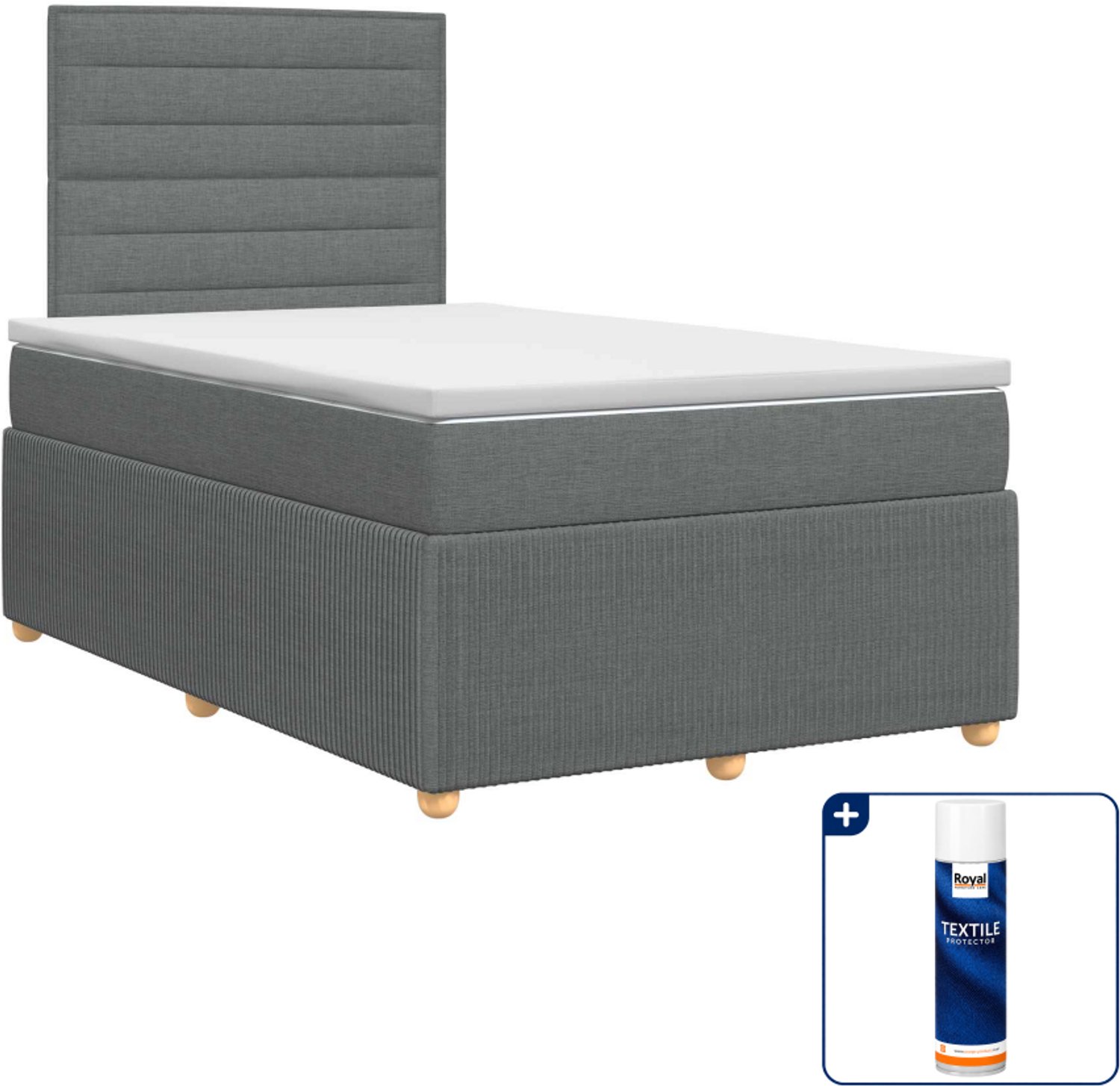 vidaXL boxspringbed met matras - 120 x 190 cm - stof - donkergrijs - Inclusief textielbeschermer 500 ml Donker Grijn