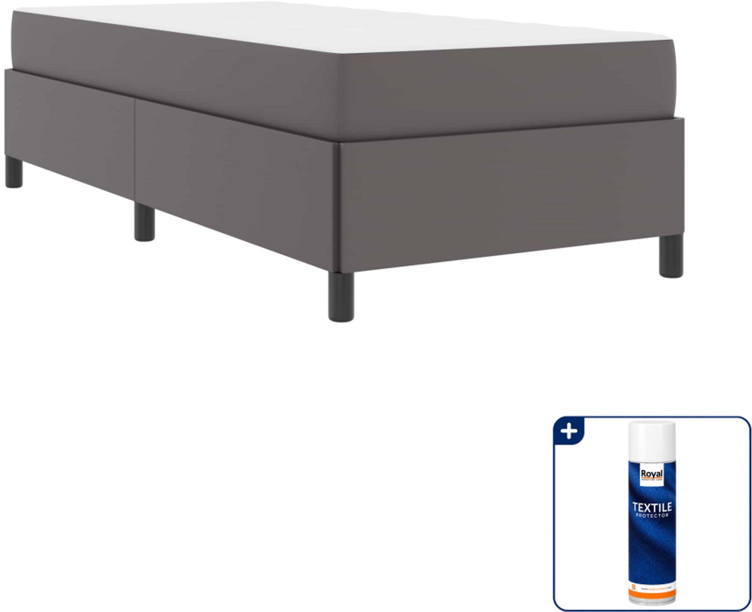 vidaXL bedframe met matras - 80 x 200 cm - stof - grijs - Inclusief textielbeschermer 500 ml Bruin