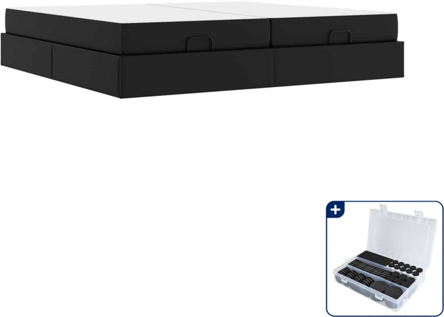 vidaXL bedframe met 2 matrassen - 200 x 100 cm - zwart - Inclusief antikrasvilt 177-delig Bruin