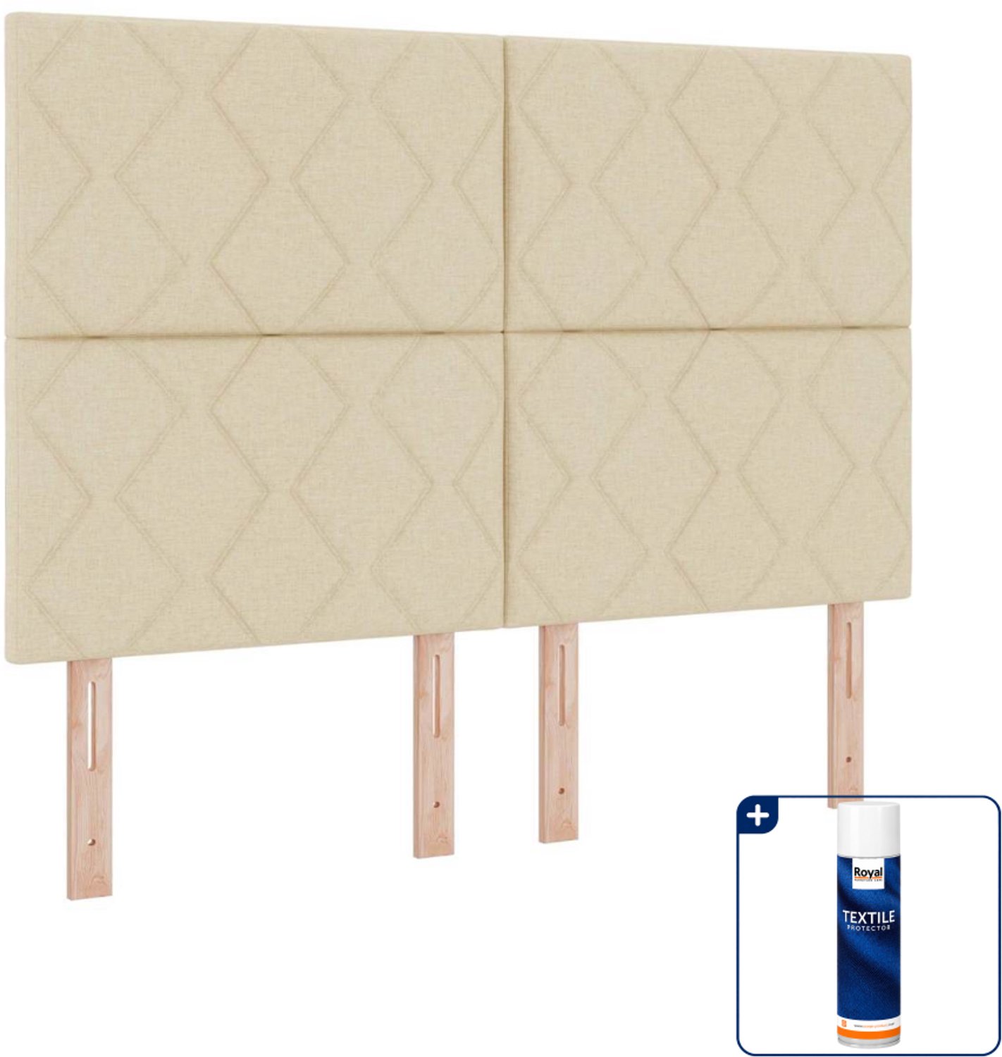 vidaXL led boxspringbed - 140 x 190 cm - crème - Inclusief textielbeschermer 500 ml