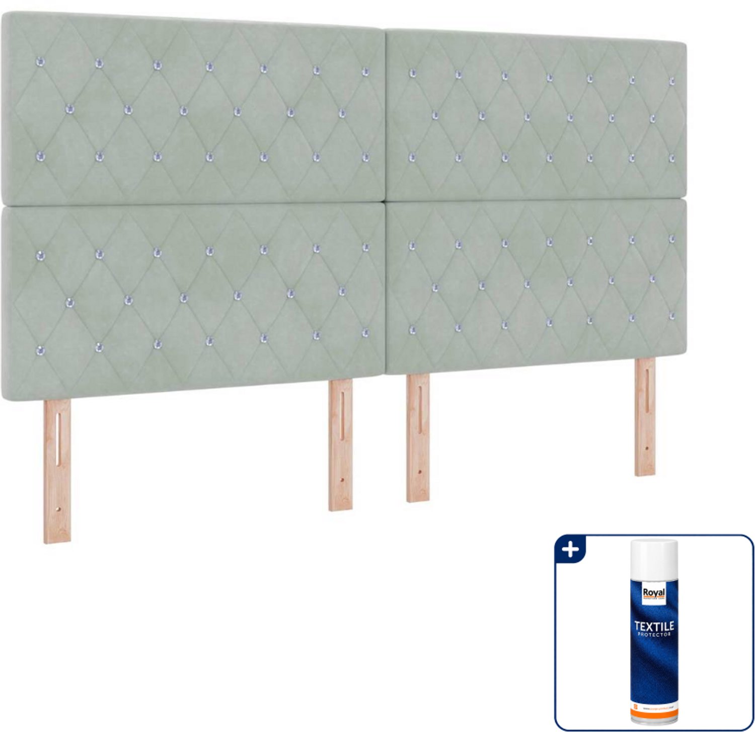 vidaXL Kingsize boxspring met matras - 180 x 200 cm - lichtgrijs - Inclusief textielbeschermer 500 ml