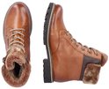 Bruine leren veterboots met imitatiebont, zijkant met rits en een robuuste profielzool.