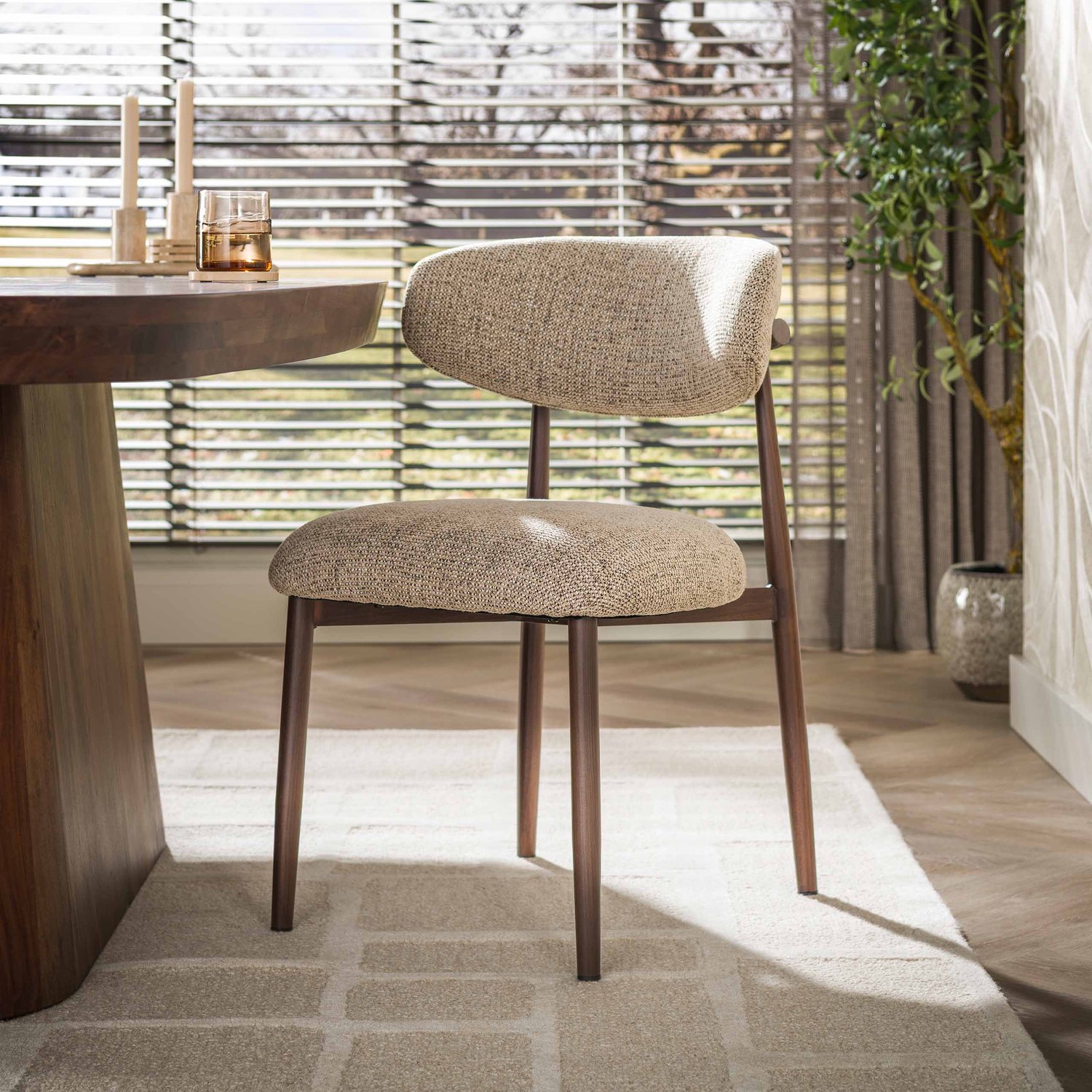 Hoyz Collection Eetkamerstoel Savi - Beige - 59x53x81 cm - Set van 2