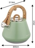 Klausberg waterketel met afmetingen: 21.5cm breed, 24cm hoog en een diameter van 20cm.