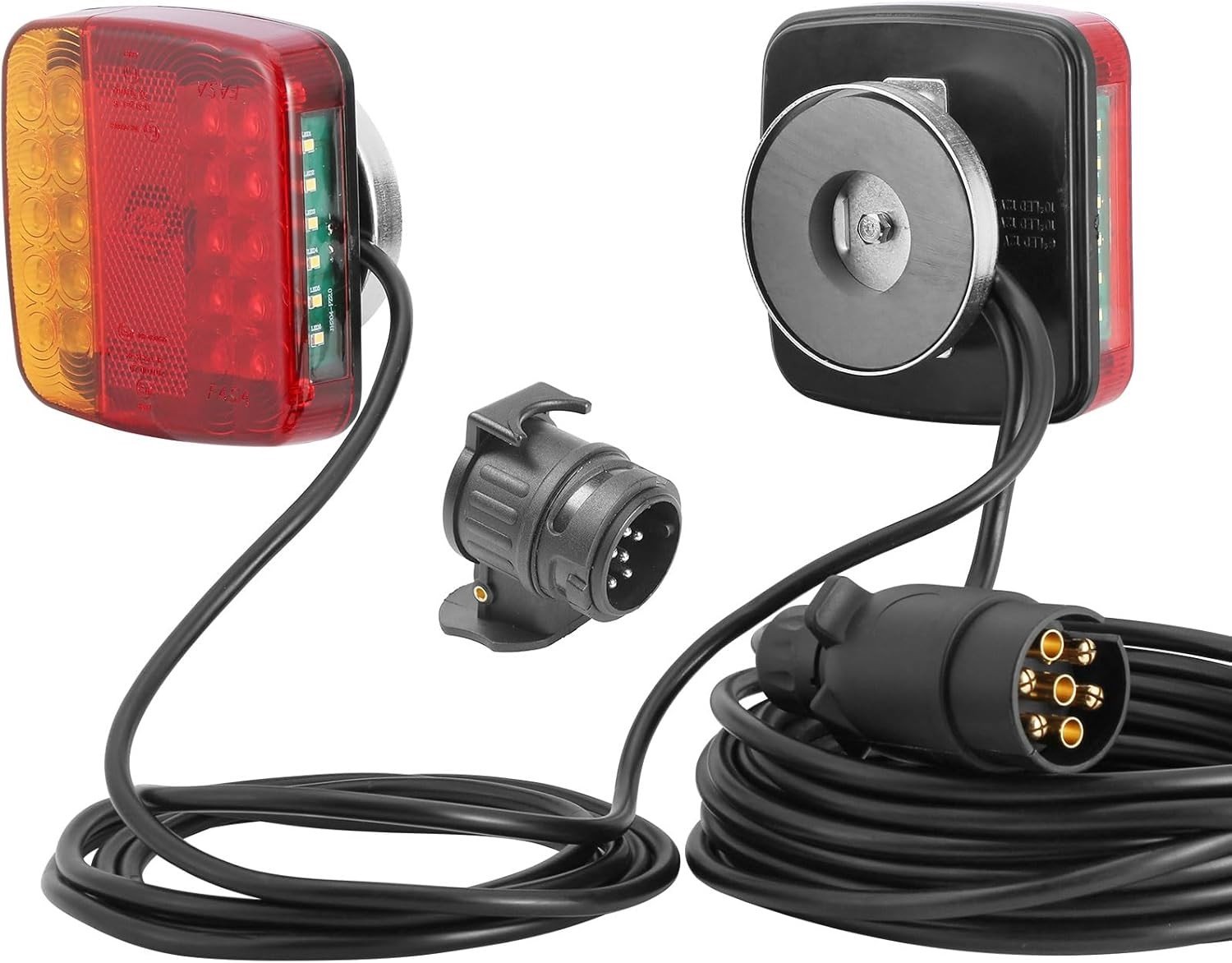 Magnetische LED Trailerverlichting met 7-Pins Aansluiting, 12V, Inclusief Bedrading en Converter voor Aanhangwagens