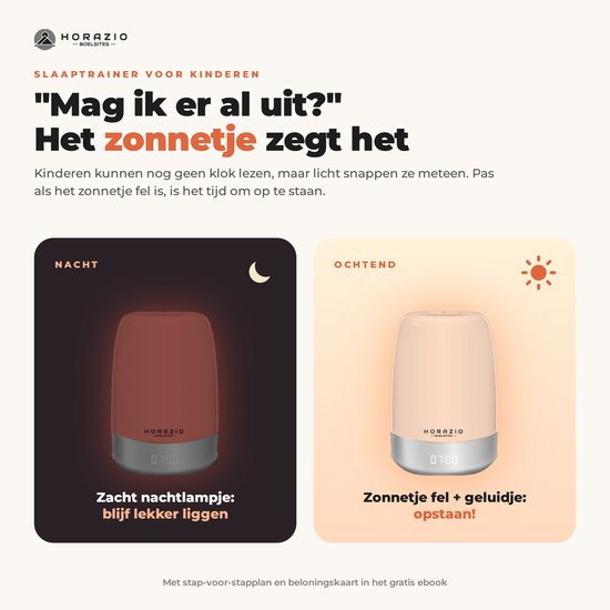 Horazio® – Wake-Up Light – Wekker met Licht & Natuurgeluiden – LED Kleuren – Nachtlamp, Leeslamp & Slaaptrainer – Perfect voor Kinderen – Digitale Wekker & Wekkerradio - incl. Gratis Ebook — cadeau in Spellen & Speelgoed - foto 8