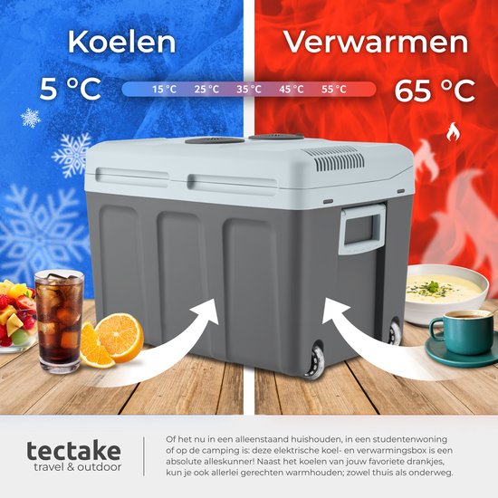 tectake® - Elektrische koelbox en warmtebox - Inhoud 40L - Licht en stil met ECO-modus - 56 x 39 x 42 cm - Met wielen, scheidingsrooster en draaggreep van TecTake — afbeelding 3