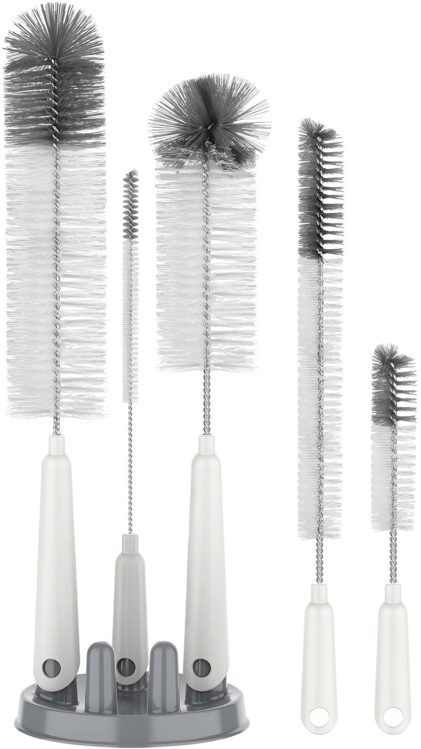 Famanu – 5-pack flessenborstelreinigingsset met opberghouder, verschillende maten voor optimale reiniging