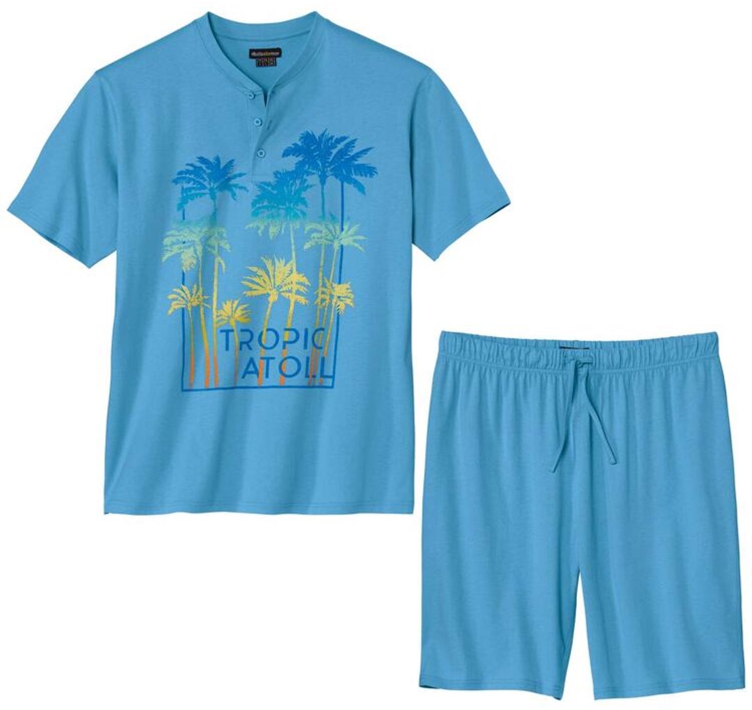 ATLAS FOR MEN - Zomerpyjama met Tunesische kraag Tropique Atoll - Heren - Verkrijgbaar in grote maten - XXL
