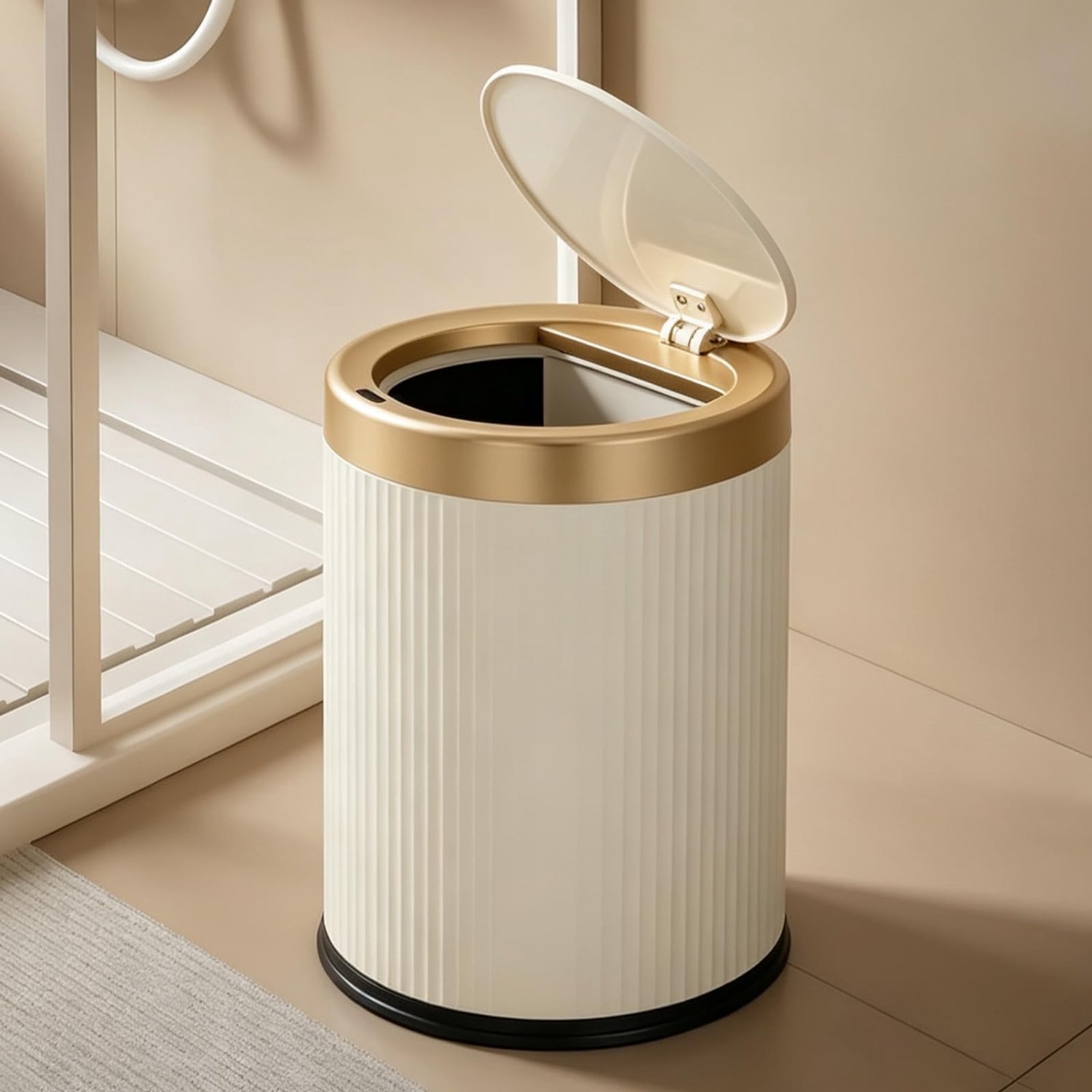 Druk Op Pop-Up Deksel Vuilnisbak, Vuilnisbak, Woonkamer, Keuken En Badkamer (Beige)