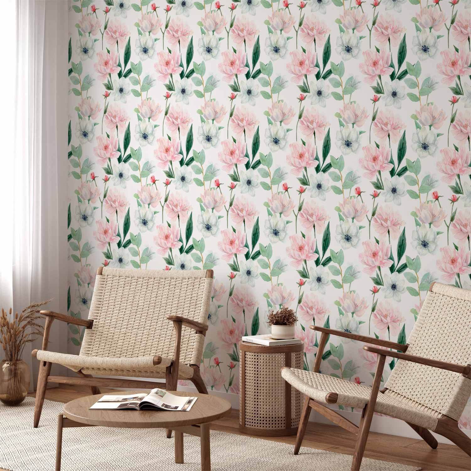 Behang - Peonies on white background