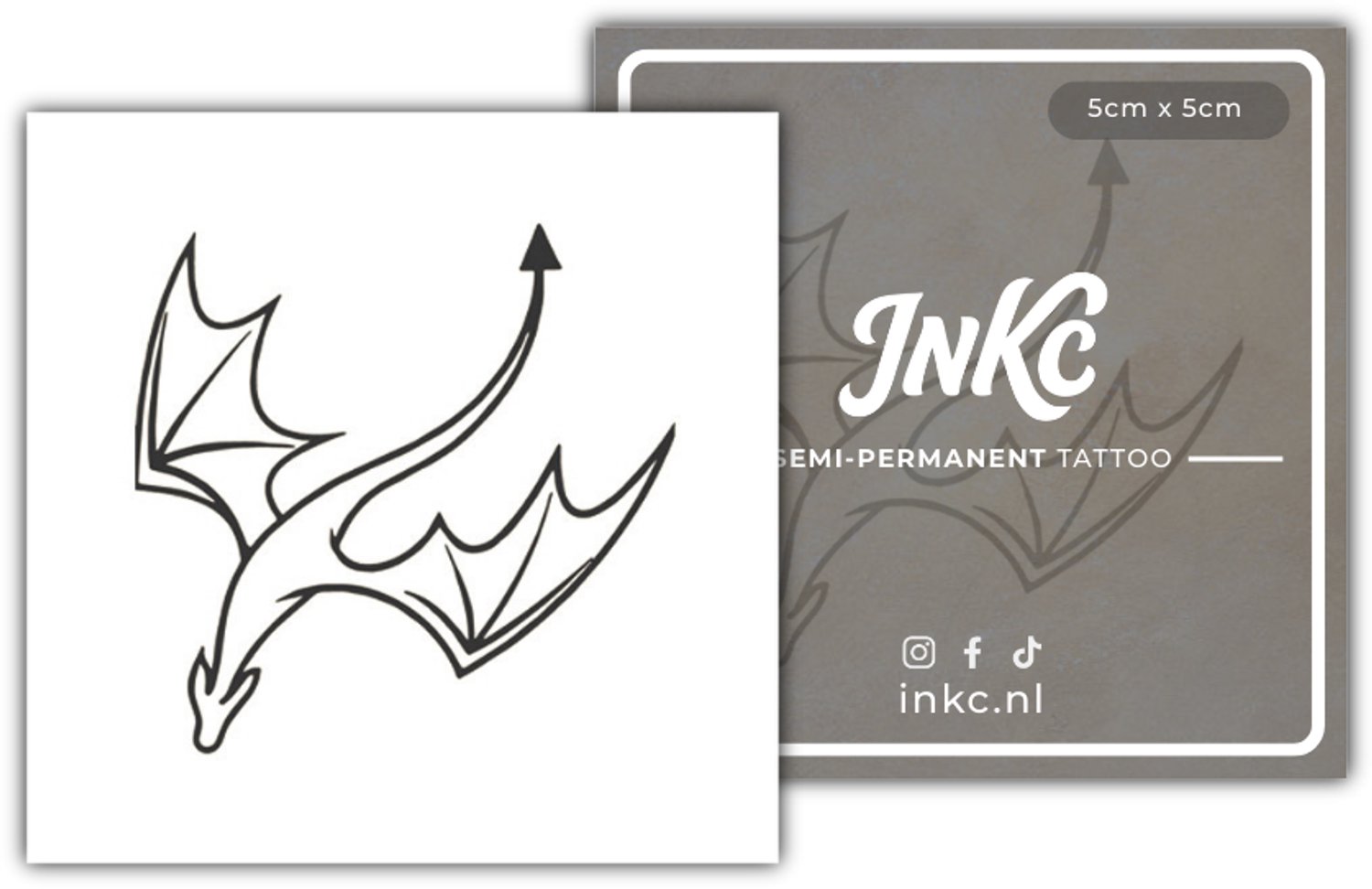 INKC - Tijdelijke Tattoo - Draak - Nep Tattoo - Plak Tattoos - Blijft tot 2 weken - 5 x 5cm