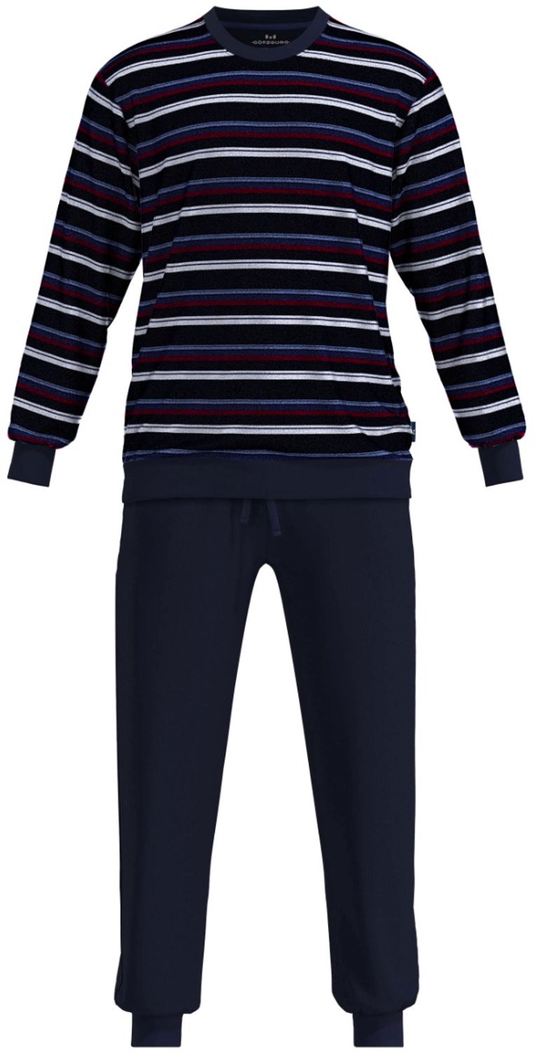 Götzburg Gotzburg pyjama velours blauw gestreept