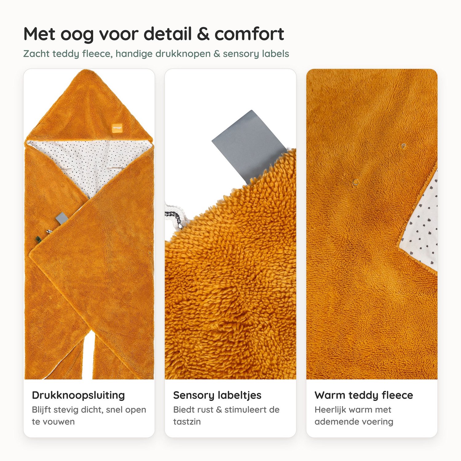 Snoozebaby Wikkeldeken voor autostoel - Warme voetenzak voor MaxiCosi - Bumblebee Orange – foto 2