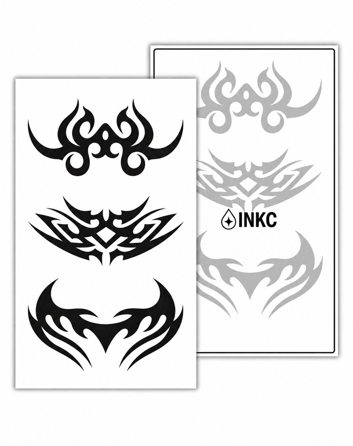 INKC - Tijdelijke Tattoo - Tribal Ornamenten Trio - Nep Tattoo - Plak Tattoos - Blijft tot 2 weken - 11 x 18cm