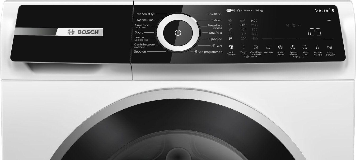 Bosch WGN24405NL - Serie 6 - Wasmachine - 9 kg - 1400 rpm - 20% zuiniger dan energielabel A - Stil - Iron Assist: vermindert kreukels tot 50% - Home Connect - Wit thumbnail 5