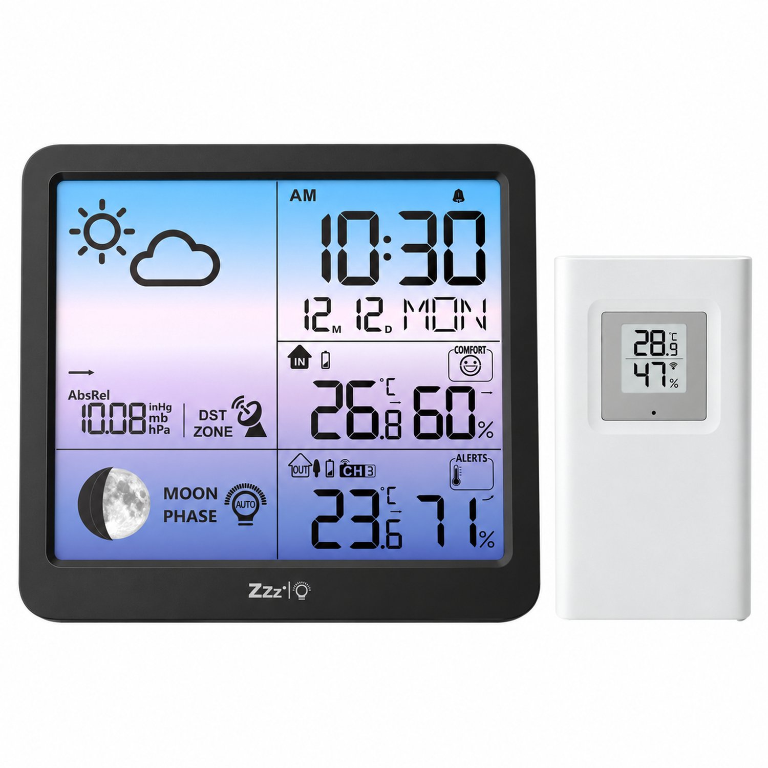 Bol.com Yuconn Weerstation Binnen en Buiten - Draadloos Weerstation met Buitensensor - 100 Meter Bereik - Waterdicht - Thermomet... aanbieding