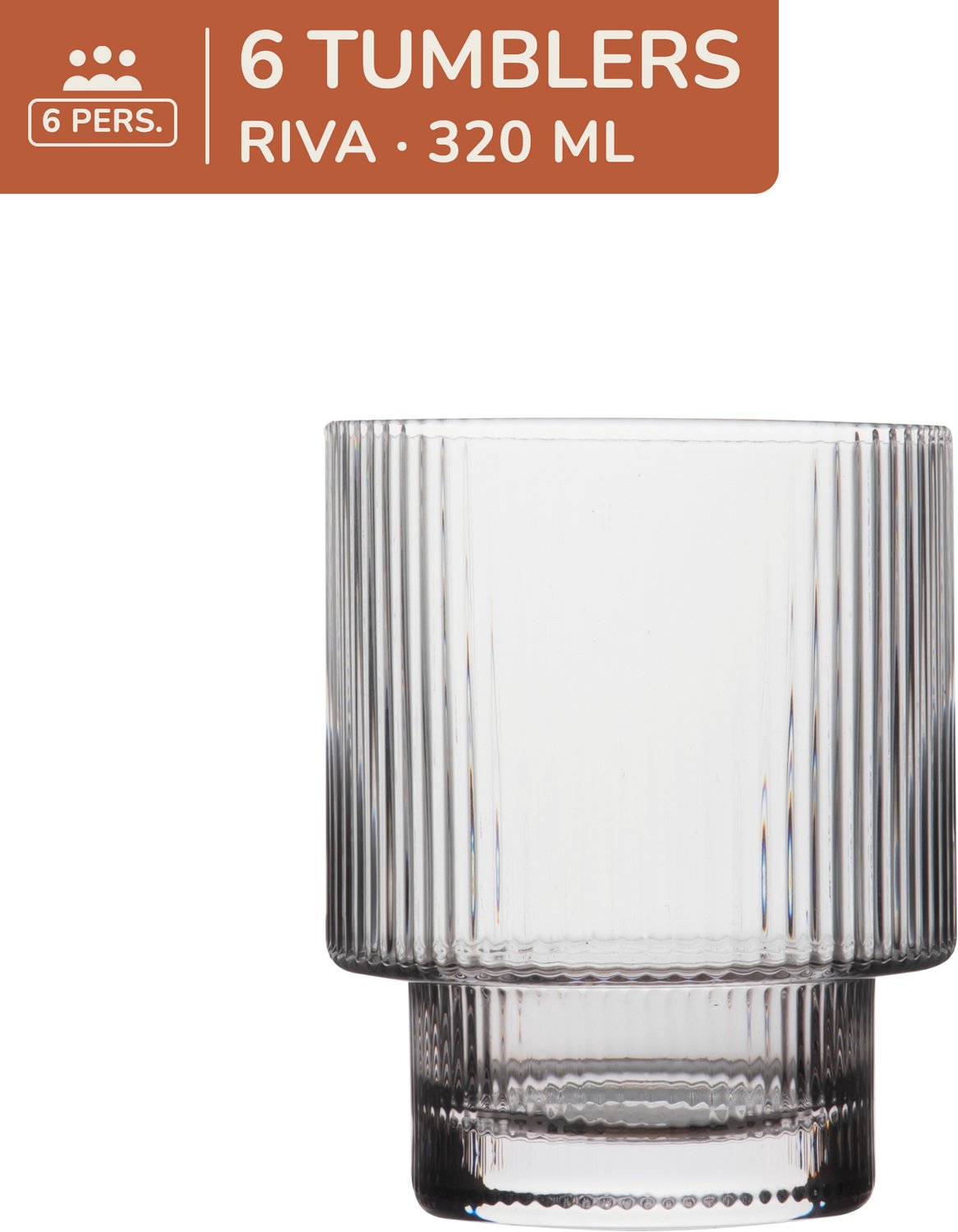 Set van 6 waterglazen - tumblers - vaatwasserbestendig - 320 ml - 6 persoons - glas - Riva - Kade 171 glazen - hip en trendy