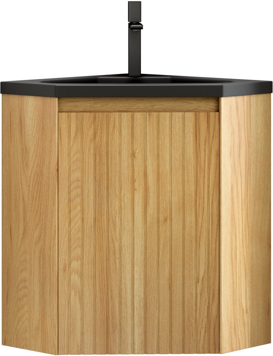 CHICFURN Badkamermeubel - Wandhangend - Hoekmodel - 1 deur - Zwart