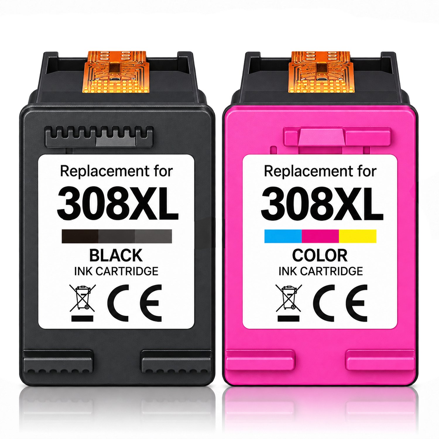 Boxstuff Inkt geschikt voor 308 XL - (7FP22UE / 7FP21UE) Compatibel met HP 308 / 308XL - Inkt Cartridge 2-pack voor HP Envy 6110e / 6120e / 6130e / 6520e / 6530e / 6540e / 6550e - Pack Kleur en Zwart