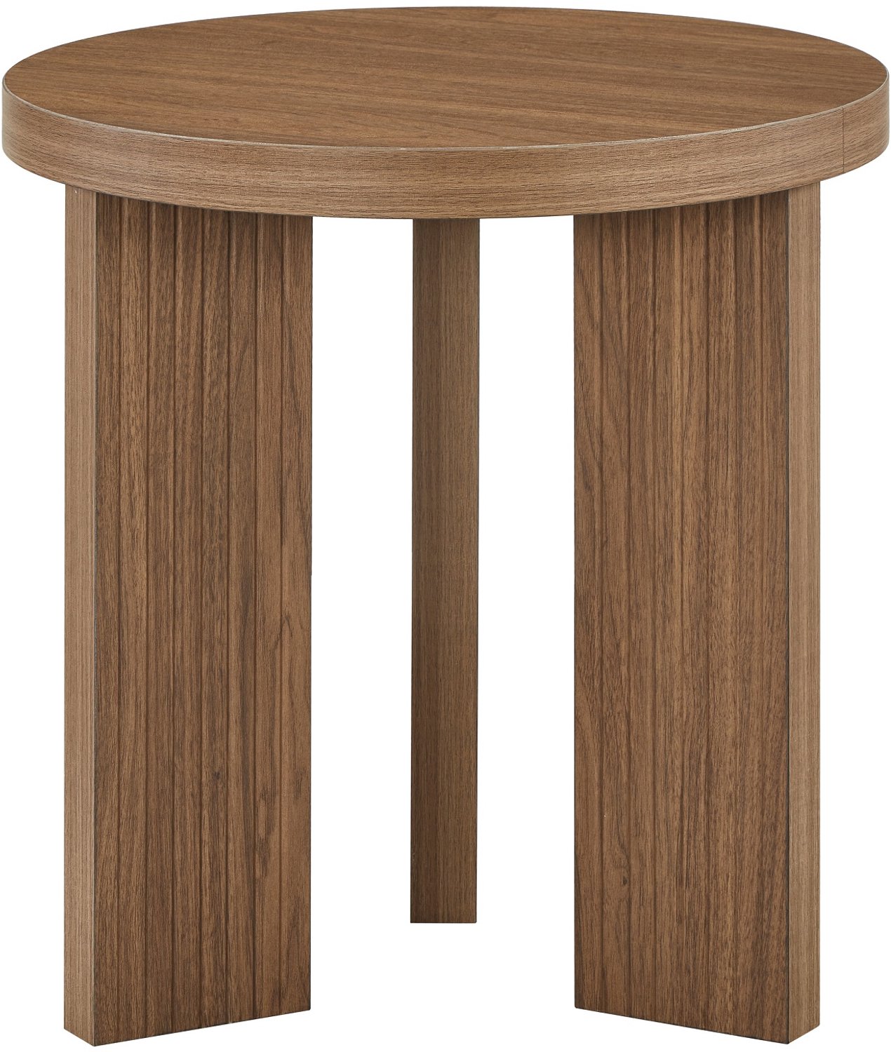 SONNENH Ronde MDF-bijzettafel met geribbelde poten - Walnootlook - Ø 44,5 x 45 cm Walnootbruine houtlook