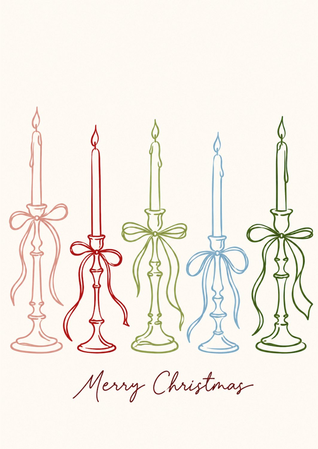 Merry Christmas kerstkaart A6 – Kerstkaart met kaarsen en strikken
