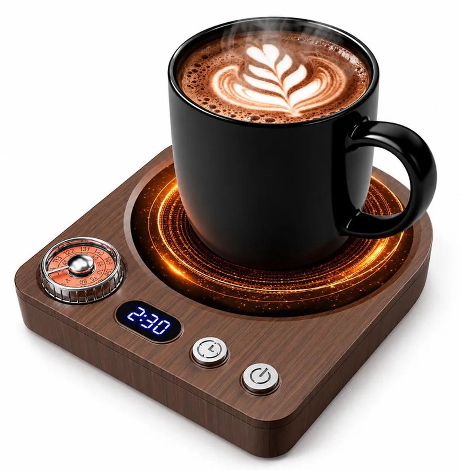 Elektrische kaarsen-/kopjesverwarmer (40–80 °C), koffieverwarmer, 9 temperatuurinstellingen, timer (0,5–9 uur), LED-display.