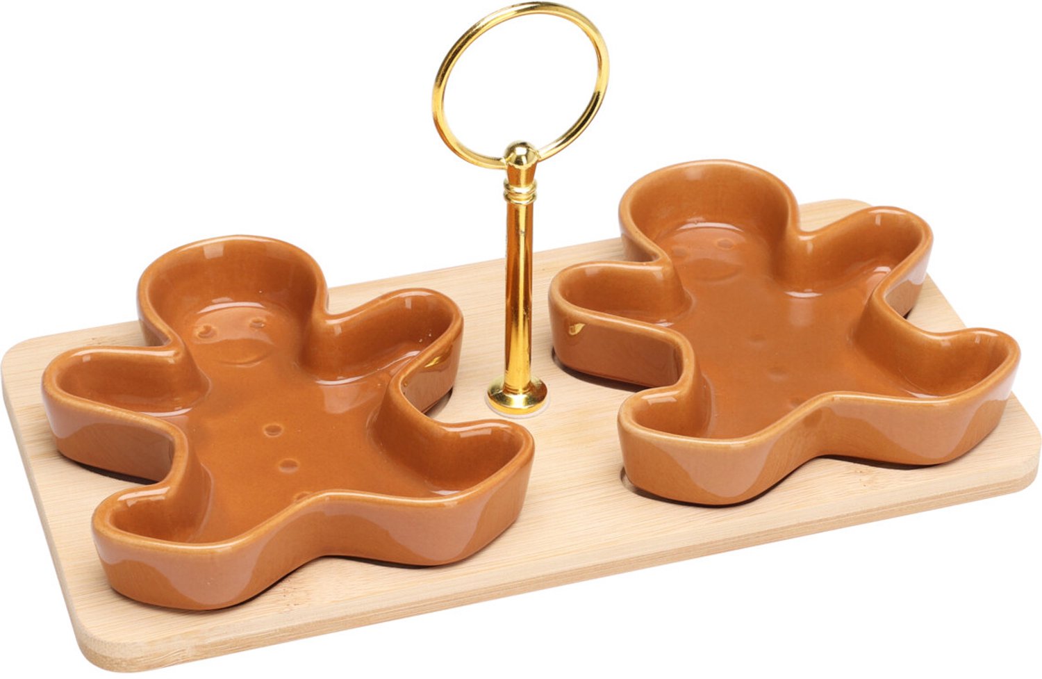 EH Excellent Houseware - Snackbowl op een bamboe snijplank ZIMORA, peperkoek, 3 delen