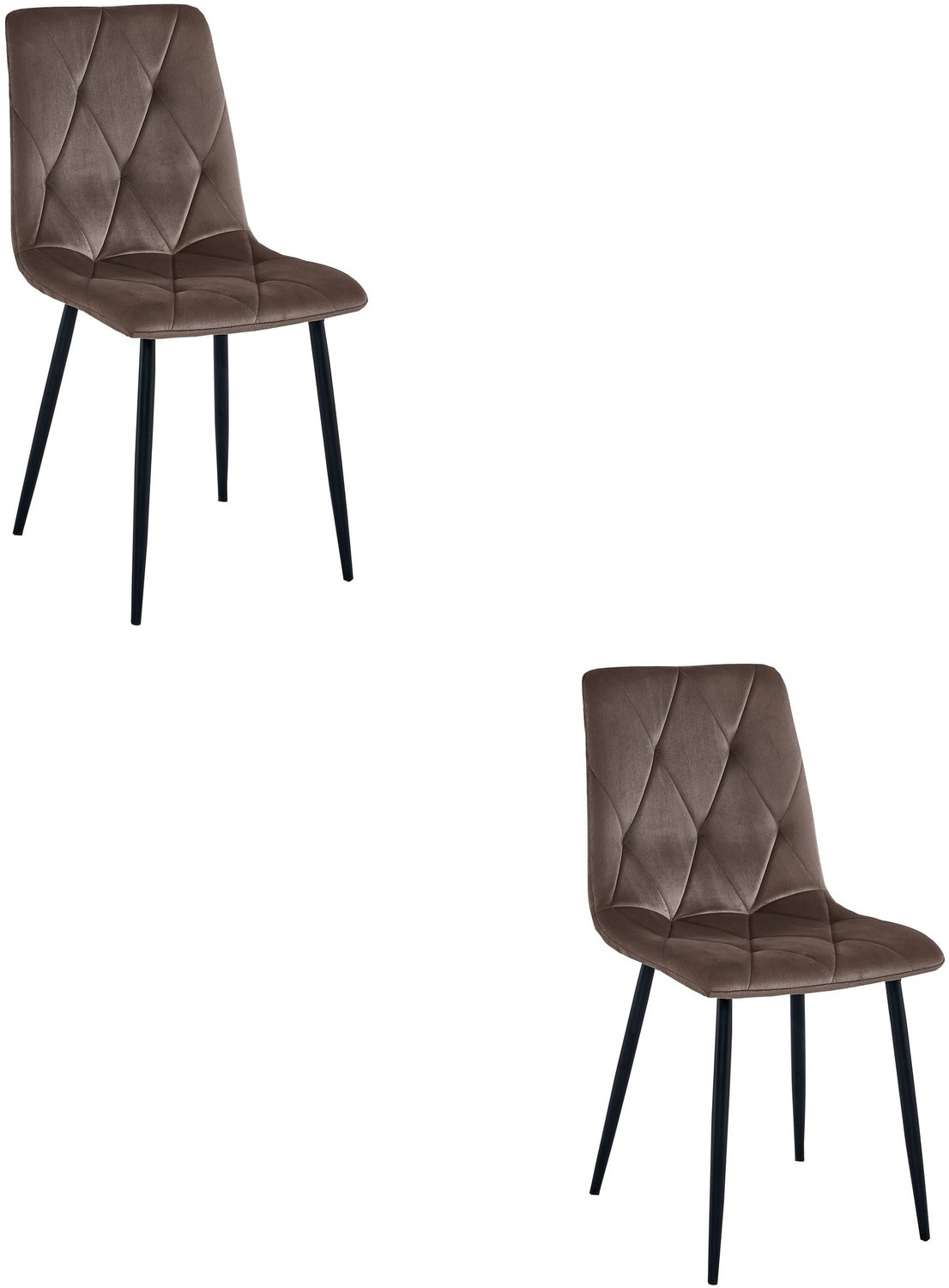 LEOBERT LIBRA Eetkamerstoelen – Set van 2 – Zwart Velvet – Zwarte Metalen Poten – Comfortabele Gestoffeerde Zitting – Modern Design – Velvet Stoel voor Woonkamer, Keuken en Eetkamer – Max. 110 kg per Stoel