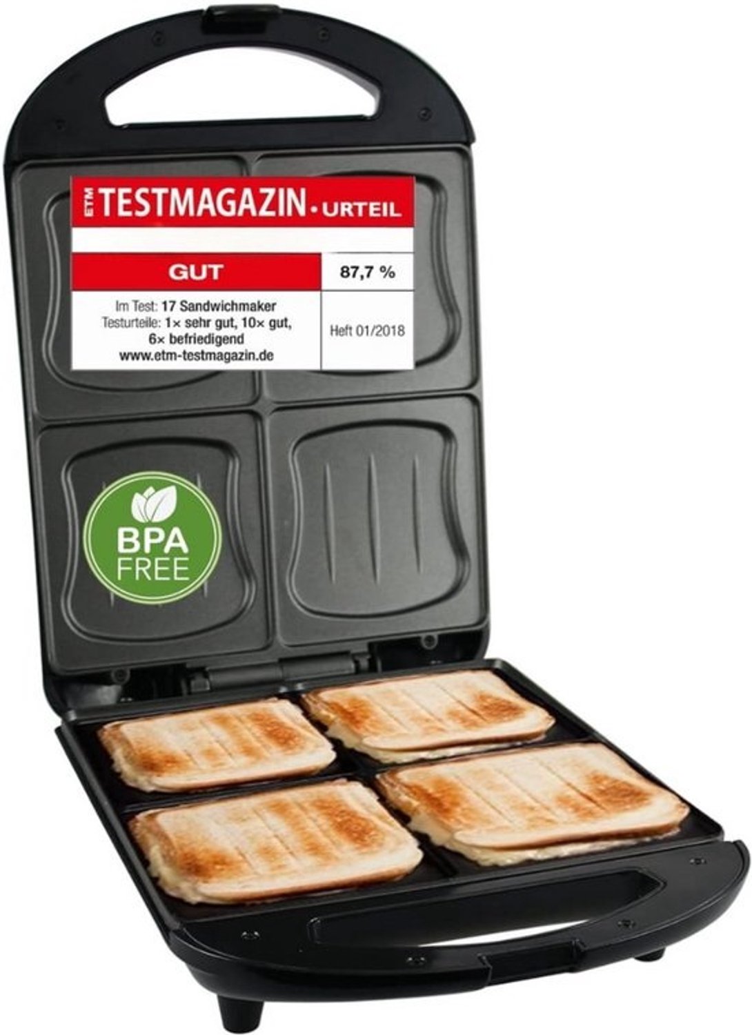 Croque-monsieurtoestel - tostiapparaat - 4 grote schelpvormen - XXL - instelbare temperatuur - vergrendelclip - tosti-ijzer - uitklapbare contactgrill - kleine tostiapparaat voor 4 tosti's - paninigrill - antiaanbaklaag toastergrill - Sandw
