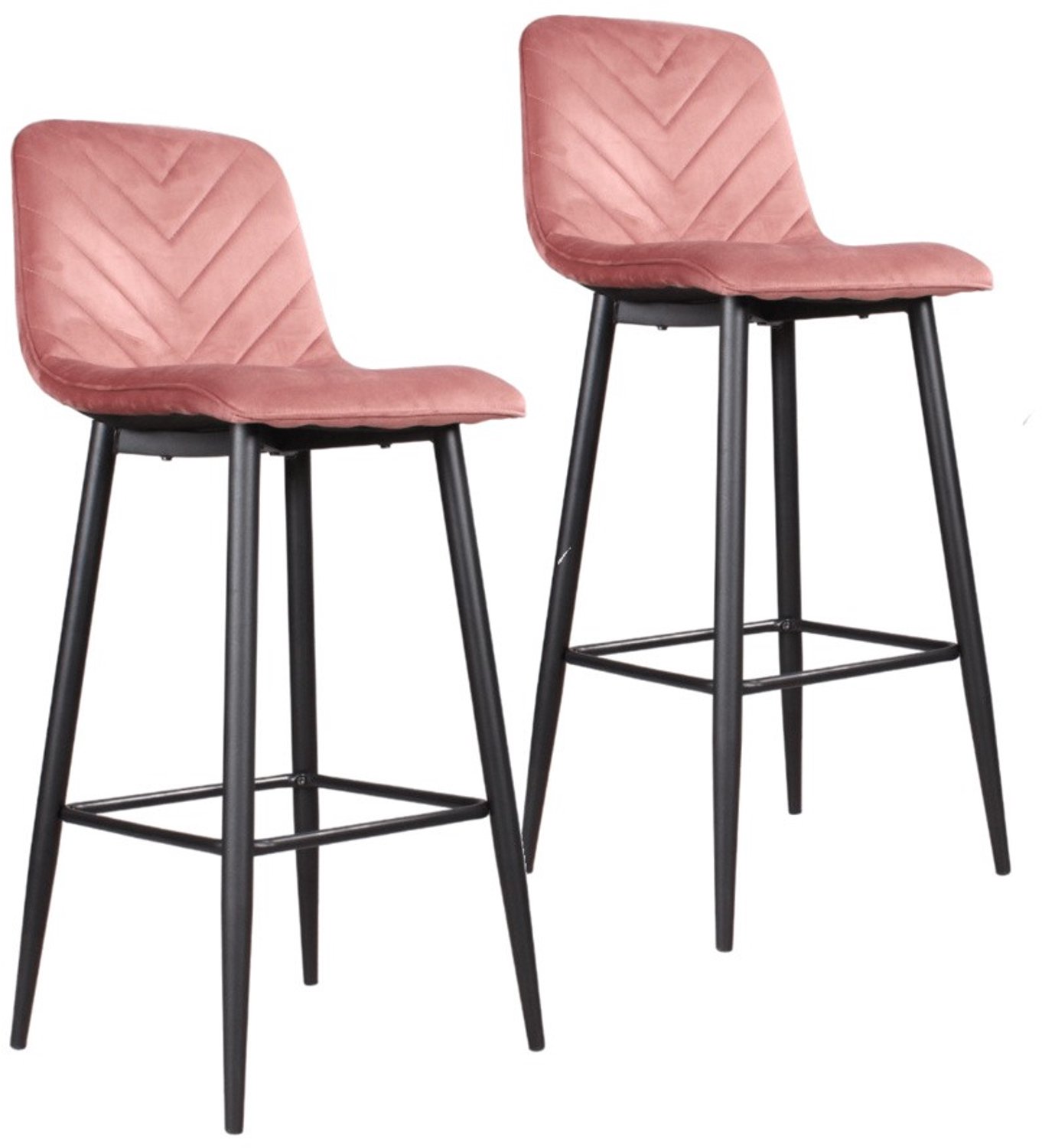 DS4U - - Gaby barkruk 75 cm - Set van 2 - Roze - Velvet