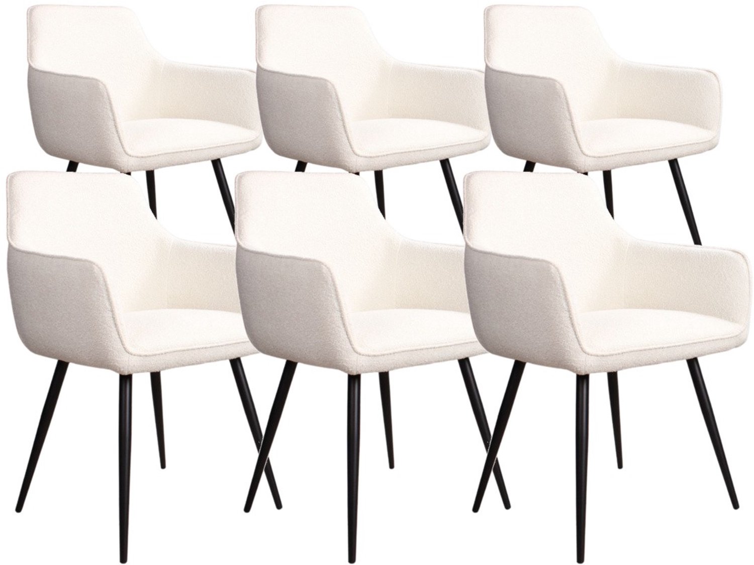 DS4U - - Ravi 3.0 eetkamerstoel - Set van 6 - Wit - Boucle - Met armleuning