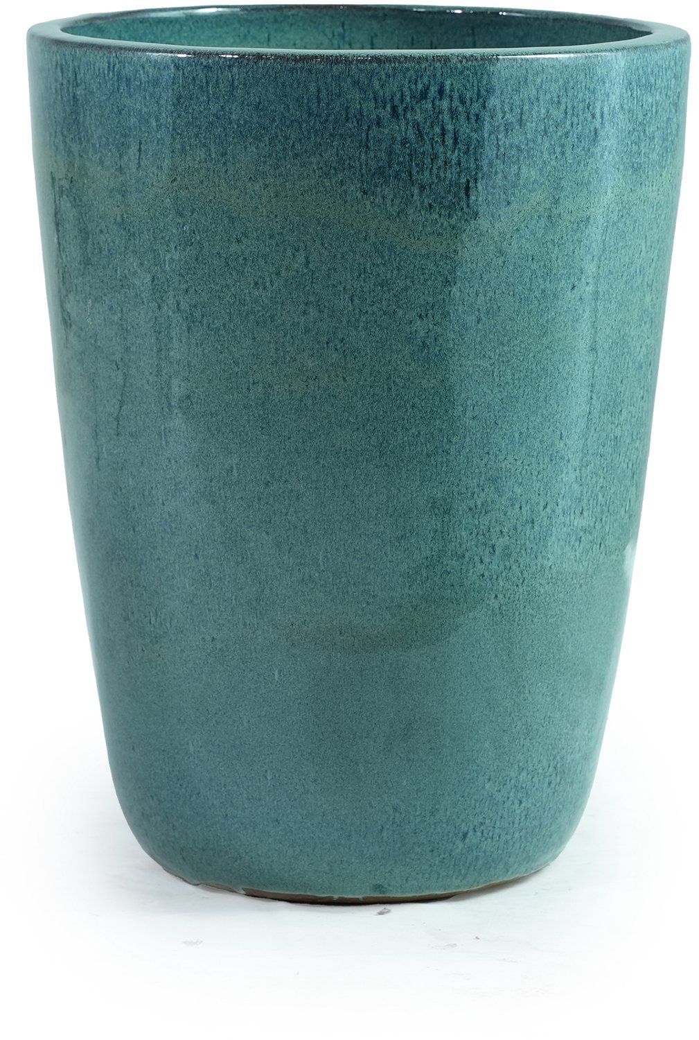 SONNENH Keramische bloempot - Ø 38,5 cm - 49,5 cm hoog - Gladde turquoise verloopglazuur - Afwateringsgat