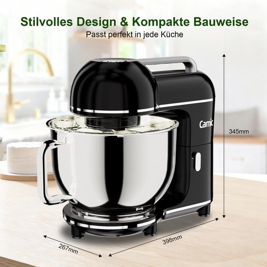 Keukenmachine 2000 W - 7 Liter Mengkom - Kunststof - Zwart - Keukenmixer - Voor Brood En Taart — afbeelding 5