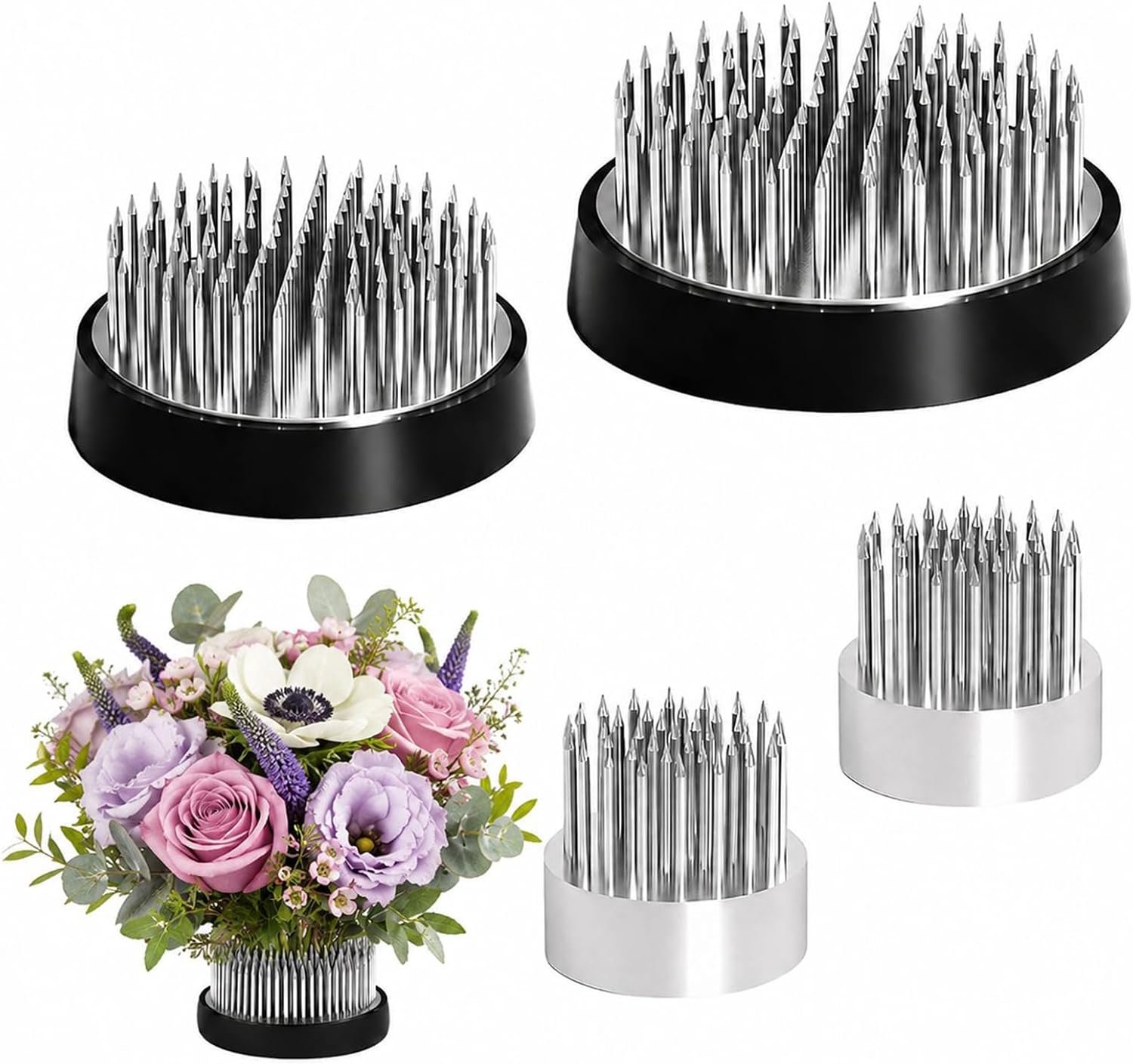 Ikebana spinetset 4 stuks - 23 mm, 34 mm & 46 mm - RVS - Perfect voor bloemschikken - m-winkel