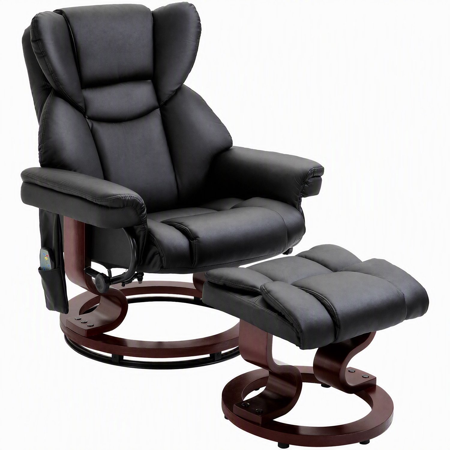 Homcom massagefauteuil met voetenbank, 10 massagepunten - Relaxstoel, tv-fauteuil - Zwart