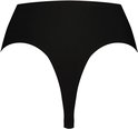 Zwarte high-waist string met naadloze afwerking.