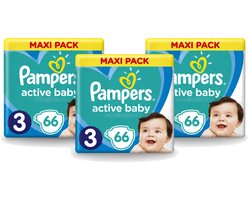 3 x Pampers – Luiers – Active Baby Dry Maat 3 – 66 Luiers - Voordeelverpakking - 3 stuks