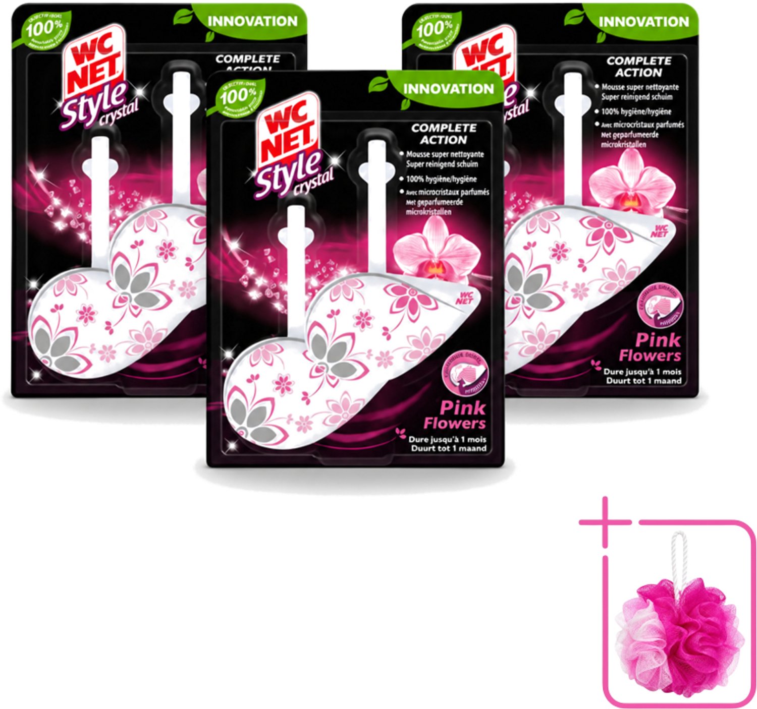 3 x WC Net - Toiletblok - Frisse Bloemen - 2 Blokjes - Bulkverpakking - WC net - Douchemop - Toilet net