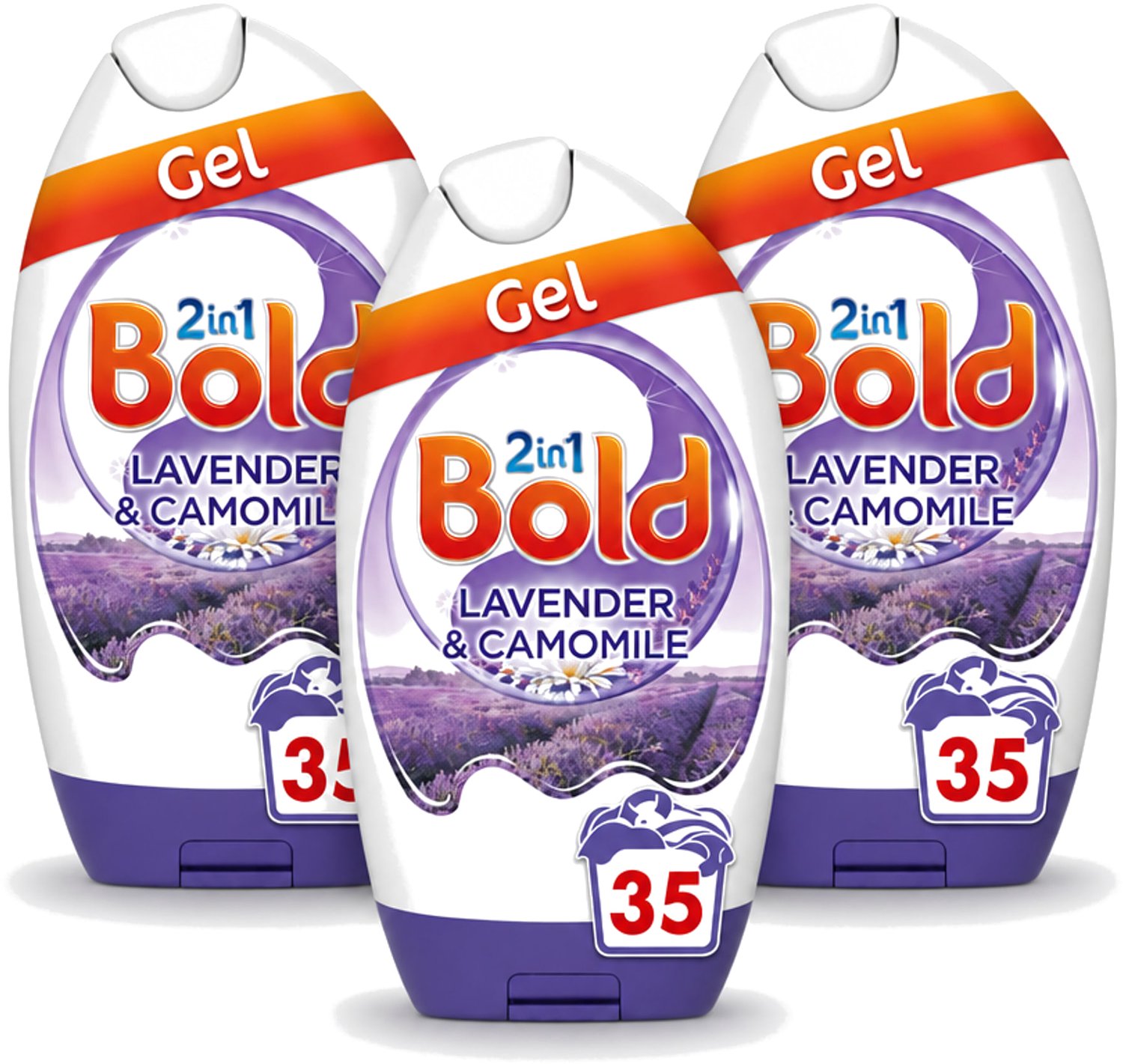 3 x BOLD - Wasgel - 2 in 1 - Lavendel en Kamille - 35 Wasbeurten - Voordeelverpakking - 3 stuks