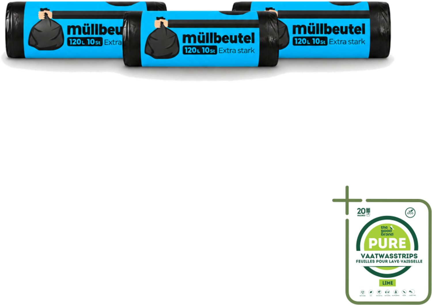 3 x Deluxe - Vuilzakken - Stevig & Ruim - 10 Vuilniszakken - 120L - Grootverpakking - Vaatwasstrips - Vuilzakken 120 L - Huishoudelijk Afval - Tuinafval - Vuilniszak - Vuilnisbak